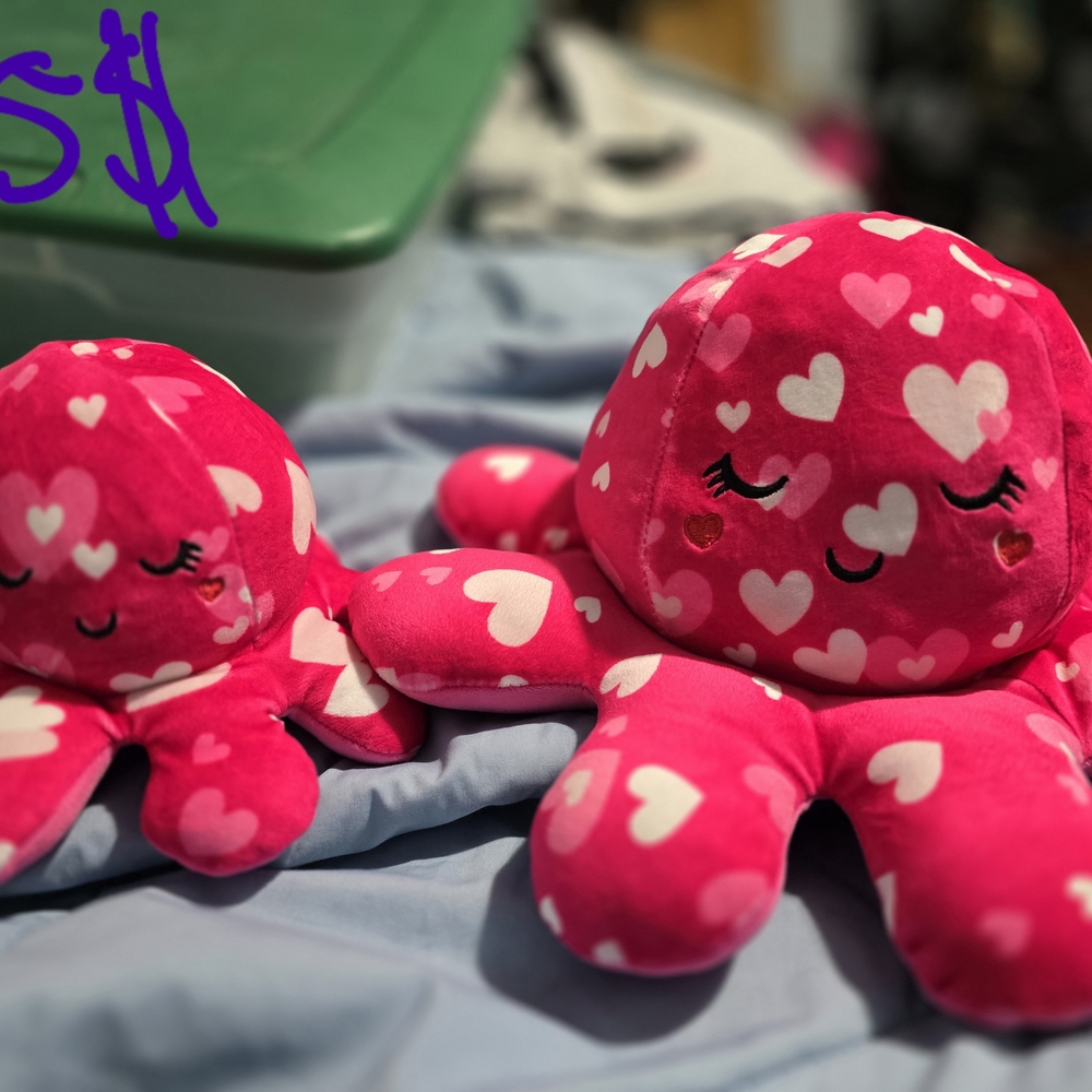 Pink Heart Plush Octopus
